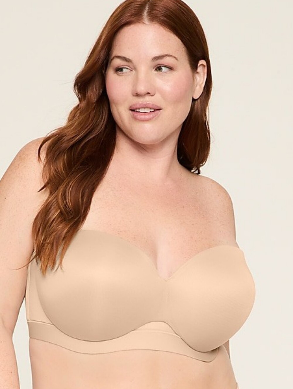 Cacique Comfort Bliss Lightly Lined Strapless Bra Tan Nude Underwire 44B $63